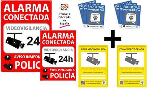 Pack de Carteles disuasorios y pegatinas de seguridad para interior/exterior