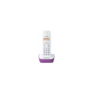 Panasonic KX-TG1611SPF - Teléfono fijo digital (identificador de llamada, alarma, pantalla LCD), blanco y morado
