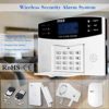 KKmoon Alarma GSM SMS Inalámbrica 99 Zonas 433MHz Antirrobo Sistema de Seguridad Detector con Sensor de Movimiento PIR Puerta Control Remoto